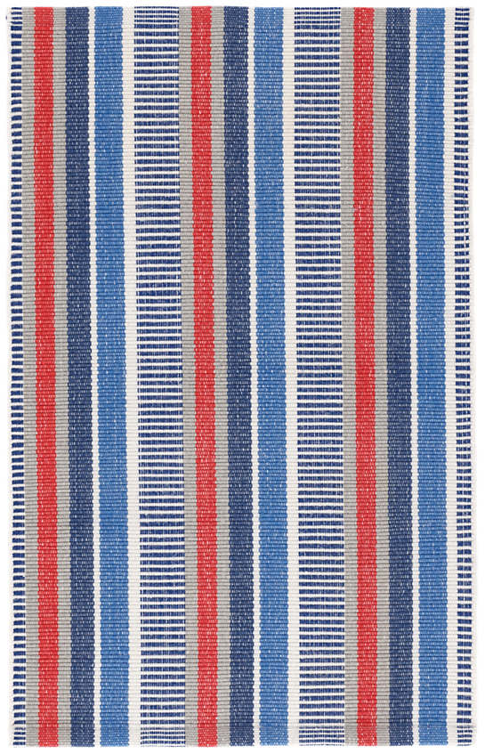 Blue/Red Stripe Indoor Outdoor Rug - 2x3