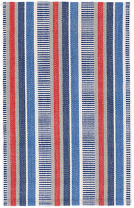 Blue/Red Stripe Indoor Outdoor Rug - 2x3