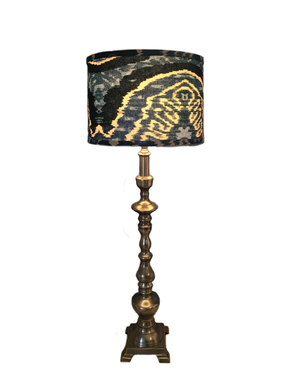 Venetian Console Lamp with Blue Ikat Shade